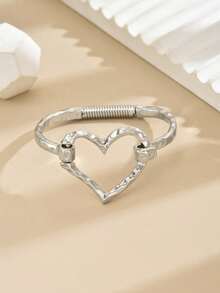 1 pieza Pulsera de estilo europeo y americano con forma de corazón abierto de aleación para mujeres, cadena de mano de estilo callejero versátil de celebridad web, regalo para San Valentín, mamá, madre, Día de la Madre