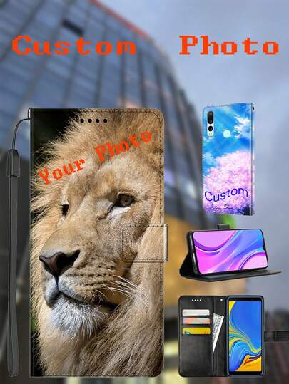 Capa de celular com foto personalizada, suporte e cordão, ótimo presente para família e amigos