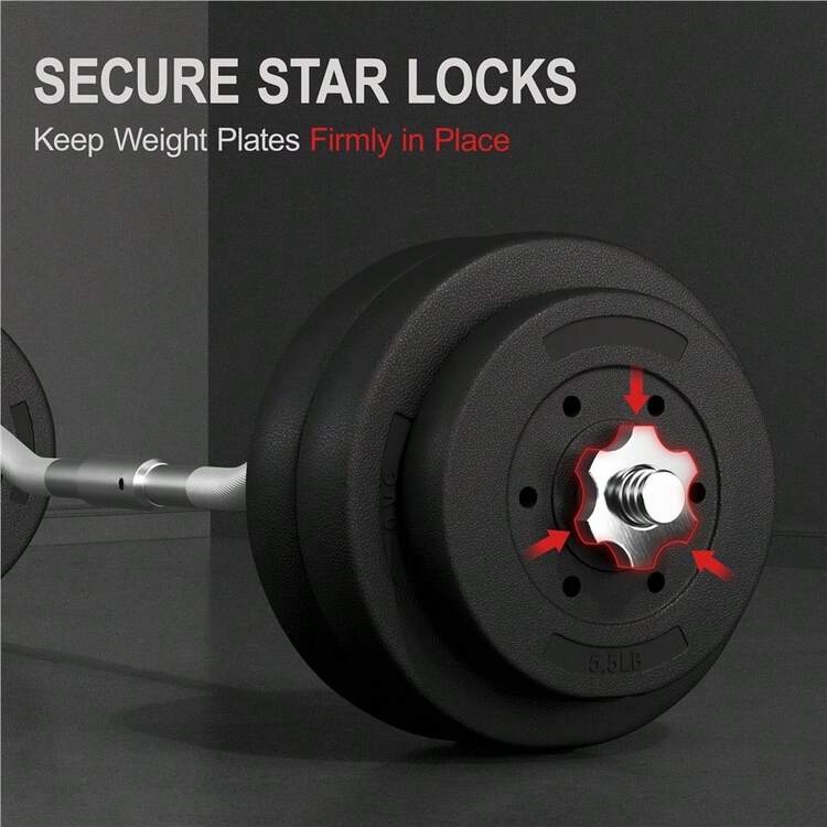 Butterslay 66lb Detachable Barbell Weight Set For Lifting Exercises - màu đen - Xem 4