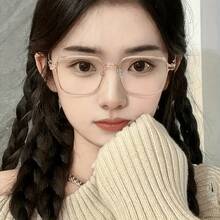 Women's Fashion  Glasses - Anti-Fatigue, Suitable For Computer, TV, Gaming, And Phone Use, Transparent Lenses With Fashionable Square Frame - xám - Xem 4