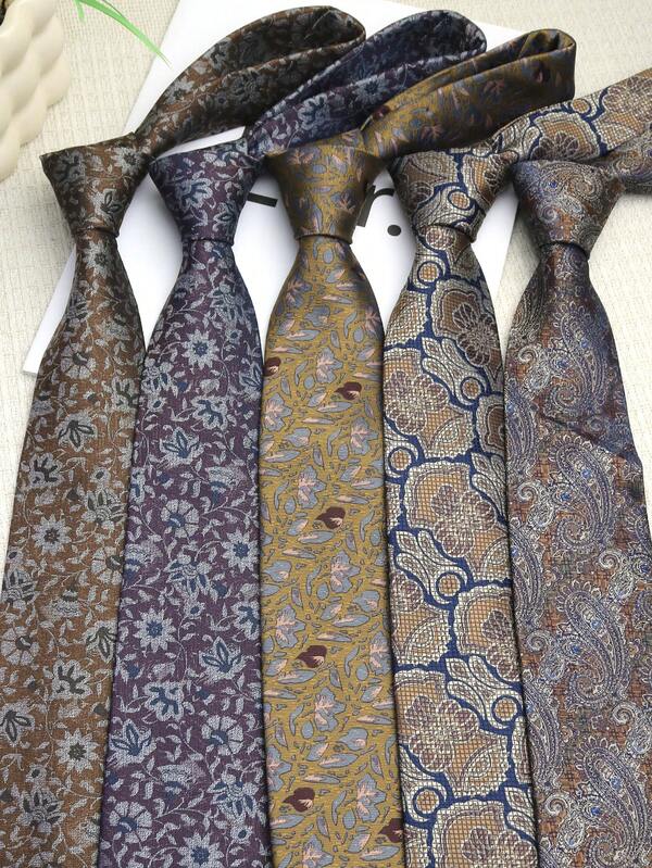 1pc Retro Ditsy Floral Handmade Unisex Necktie, Suitable For Casual, Business, Party, Street Style