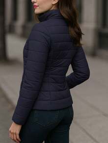 Women Down Coats - Navy Blue - View 2