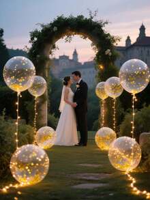 Bộ 10 đèn dây bóng bay LED, thiết kế bóng Bobo trong suốt, bóng bay Bobo phát sáng LED quyến rũ với dây đèn trắng ấm, đồ trang trí sinh nhật, đám cưới, kỷ niệm, ngày lễ tình nhân và giáng sinh, trang trí tiệc bãi biển mùa hè - Nhiều màu - Xem 3