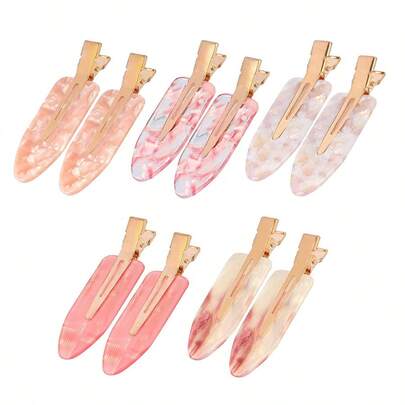 No Bend Hair Clips For Styling Acrylic Resin Flat Clip Crease Curl Small Pin Bang Seaml Barrette Tool MakeupHairstyle Accories Women Girls Pink Opal Styling, Clip, Pin, Bangs Seamless Makeup-Hairstyle Accessories Girls, Casual Claw Claws Barrettes, School Stuff