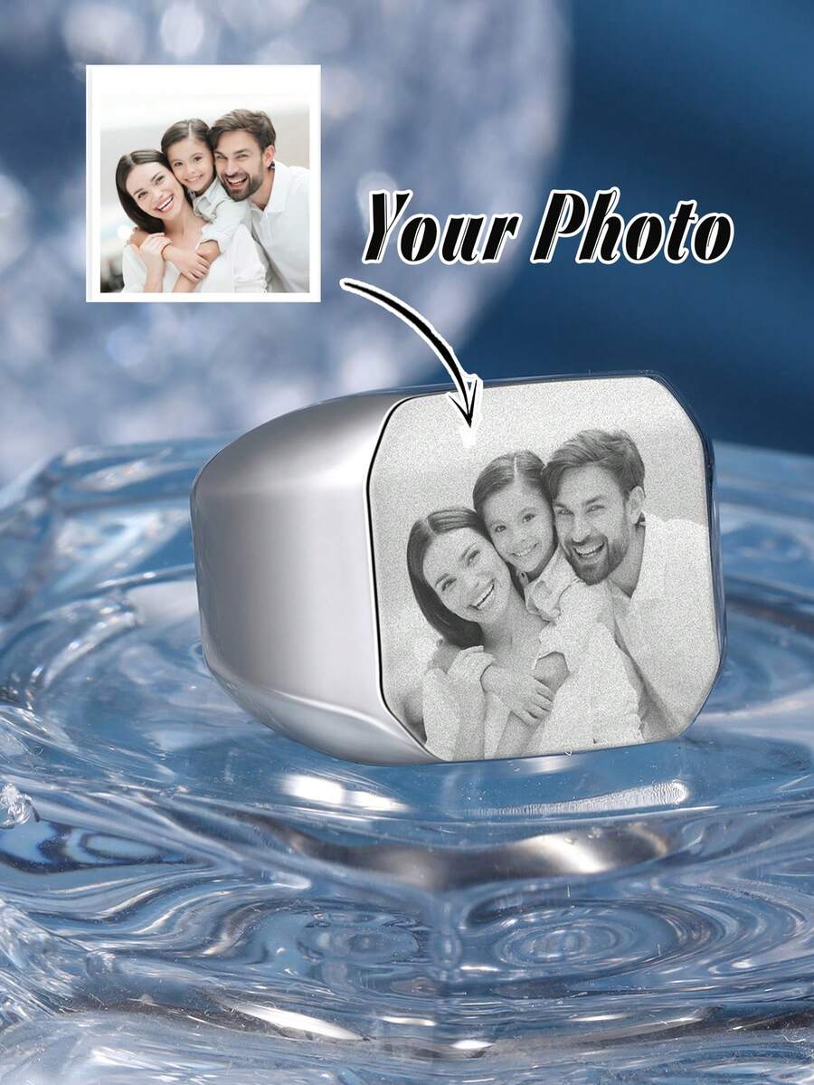 1PC Personalized Portrait Memorial Jewelry,Engraved Photo Ring,Photo Engraved Ring,Personalized Picture Ring