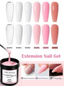 MEET ACROSS جل تمديد الأظافر الوردي 150 مل، جل بناء الأظافر المعالج بأشعة UV LED، فرنسي فن الأظافر جل UV LED شبه دائم، مستلزمات صالون الأظافر DIY للاستخدام المنزلي