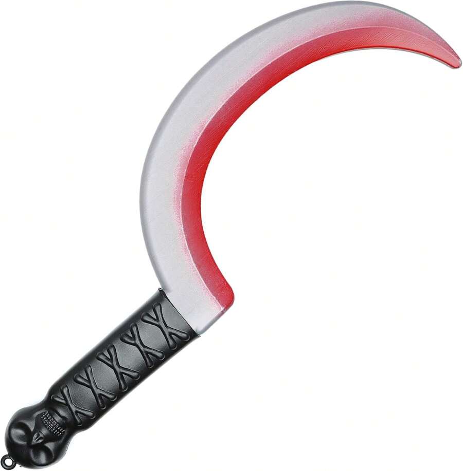 Skeleteen Bloody Sickle Weapon Prop - Fake Zombie Costume Accessories Weapons Knife Props With Jolly Roger Handle - 1 - View 1