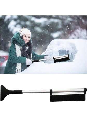1件装雪铲冬季雪刷可伸缩冰铲卡车除雪机可伸缩雪刷雪刮刀汽车除雪工具冰刮伸缩雪刷