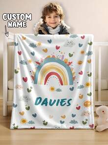 1pc Customized Blanket, Text Blanket, DIY Blanket, Patterned Blanket, Memorial Blanket. Tapestry, Photo Portrait Blanket Design, Suitable For Girls, Boys, Adults, Valentine's Day, Lightweight, Baby Blanket, Personalized Blanket, Personalized Photo Blanket, Personalized Throw Blanket, Personalized Baby Blanket, Newborn Blanket
