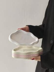 1pc Asymmetrical Cloud-Shaped Tray, Jewelry Storage, Home Decoration, Integration Of Functionality And Artistry, Necklace Storage, Bracelet Storage, Earring Storage, Ring Storage, Jewelry Storage ,Room Decor - Multicolor - View 4