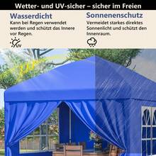 Pavillon 3x3 m mit 4 Seitenwänden | 3-fach Höhenverstellbarer Faltpavillon | Gartenpavillon in Blau