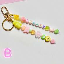1PC Custom Name Keychain, Personalized Letter/Number Beads, Backpack Accessories, Unique Custom Gifts - Dopamine Keychain - View 11