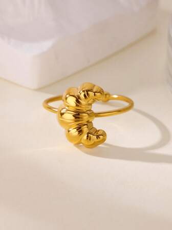 1 PC Fashion Moon Open Rings For Women Stainless Steel Gold Color Geometric Ring 2025 New Party Wedding Couple Jewelry Gift