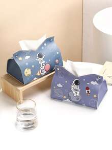 1pc Astronaut Shaped Tissue Box, Suitable For Nursery, Creative Waterproof Cute Luxury Astronaut Tissue Box, Home Tissue Paper Storage Box - Multicolor - View 3