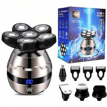 CGECGE [5 In 1 Multi-Function]Electric Shaver, Bald Hair Clipper, 360° Floating, Full Shaving, IPX6 Waterproof, Full Body Washable, Grooming, Shaving, Cleansing, Nose Hair Trimming All In One, A Great Gift For Boyfriend - 006-gun Black Suit - View 2
