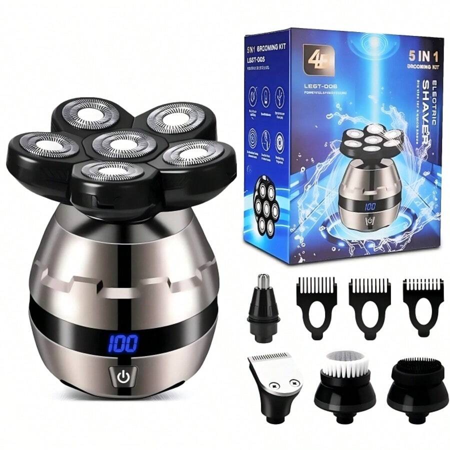 CGECGE [5 In 1 Multi-Function]Electric Shaver, Bald Hair Clipper, 360° Floating, Full Shaving, IPX6 Waterproof, Full Body Washable, Grooming, Shaving, Cleansing, Nose Hair Trimming All In One, A Great Gift For Boyfriend