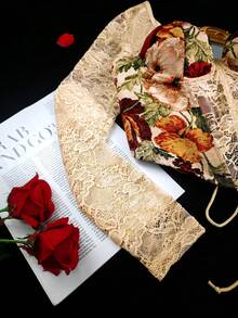 EZNV Popular Cream Floral Lace Corset: Underwire, Boned, Great For Christmas Date & Party - Beige - View 9