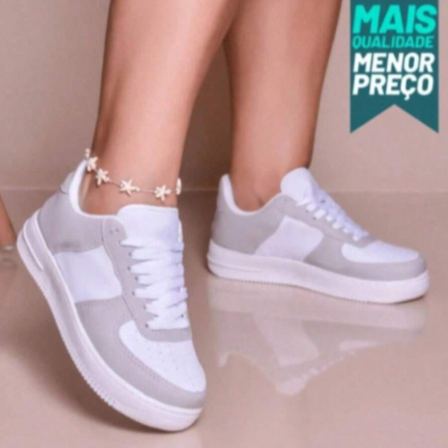 Casual Air Gym Comfortable Walking Skate Unisex Sneakers - 白色/灰色 - 查看 1