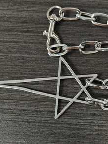 1pc Fashionable Creative Star Cone Geometric Pendant Necklace, Minimalist Gold/Silver Unisex Necklace Suitable For Party, Gathering, Outing, Performance, Music Festival, Daily Outfit Matching