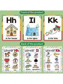 26pcs ABC English Alphabet Flash Cards, Natural Phonics Cards, 26 English Alphabet Pronunciation Pocket Cards, English Vocabulary Learning Cards, Easter, Christmas Educational Gifts - Multicolor - View 7