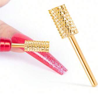 2件金色大号硬质合金锉刀。大号圆筒。粗头。适用于3/32英寸塑形钻头