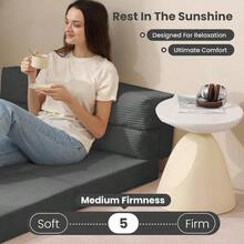Folding Sofa Bed Convertible Sleeper Chair With Pillow And Foldable Mattress 2-In-1 Pull-Out Loveseat Sofa Portable Fold-Out Chair Bed For Living Room Bedroom Lounge Comfortable Floor Couch Grey Twin Size - Grey - View 4