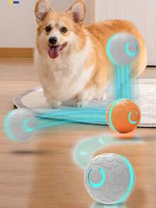 1pc Smart Dog Automatic Rolling Balls Toys,Cat Electric Gravity Sensor Balls,Pet Interactive Chewing Toy,Kitten Training Self-Moving Entertainer Accessories - Black and White - View 1