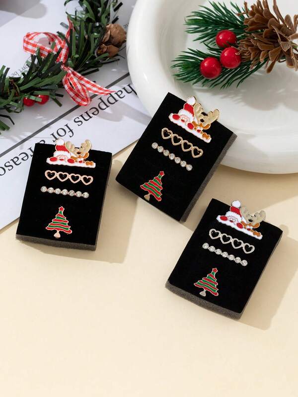 4pcs Gold Silver And Rose Gold Christmas Deer And Father Christmas With Christmas Tree Lady Jewelry Apple Nail And Ring Loop Jewelry With I Watch Band 40mm 41mm 42mm 38mm 44mm 45mm 46mm 49mm, Soft Silicone Sport Bands With Decorative Compatible With Smart I Watch Charms For Series 10 9 8 7 6 5 4 3 2 1 SE For Women