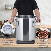 Destilador de acero inoxidable, kit de destilación con termómetro incorporado, kit para elaboración de cerveza casera, 50 L/13,2 gal - Plateado - Ver 4