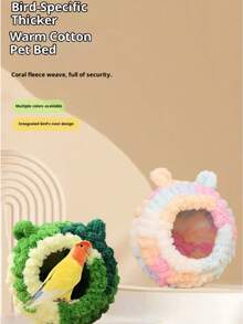 Cozy Plush Bird Nest For Winter - Hanging Cage Bed For Parakeets Lovebirds Cockatiels Conures & Small Pets Ideal Breeding Hut & Sleeping Space