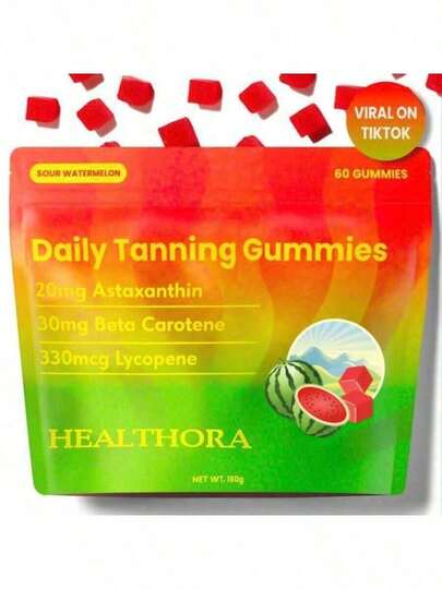 [Tanning Gummies] Natural Tanning Supplement With Astaxanthin Lycopene & BetaCarotene Supports Radiant Light Beige