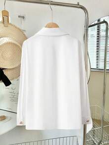 Blusa holgada y casual con estilo para mujeres - Blanco - Ver 3