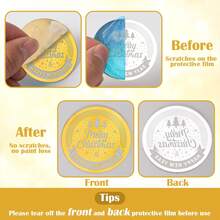 3 Pieces Merry Christmas Acrylic Cupcake Toppers Acrylic Mirror Disc Xmas Cupcake Decorations For Christmas New Year Party Supplies (Gold & Silver)