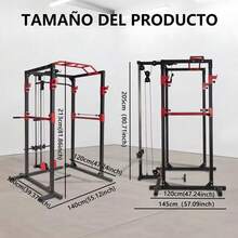 Jaula De Training Adjustable, Jaula De Fuerza Multifuncional, Supporte De Sentadillas Adjustable With Polea Y Cable, And More Accesorios De Training, Equipo De Fitness Multifuncional, Equipo De Training En Casa - 紅色 - 查看 2