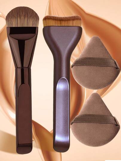 مجموعة فرش مكياج محترفة من YISE 2 قطعة/4 قطع، فرشاة كونسيلر، فرشاة أساس سائل، أدوات مكياج ناعمة الألياف، صديقة للسفر، مستحضرات تجميل للنساء/الفتيات، مثالية للخريف/الشتاء، موضة Y2K، هدايا عيد الميلاد والحفلات