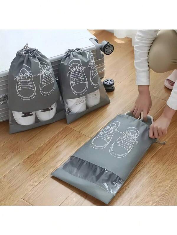 1/5/10 Pcs Portable Travel Shoe Storage Bags - Waterproof Transparent Bags, Non-Woven Fabric Shoe Bags, Wardrobe Storage Bags, Dust-Proof Bags, Clothing Sorting Hanging Bags For Home, Office, School, Shoe & Boot Accessories, Back To School Supplies