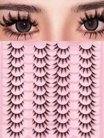 20 pares de pestañas postizas de manga húmeda estilo cosplay, naturales y esponjosas, extensiones de pestañas de hada cruzada, herramienta de maquillaje, pestañas postizas, pestañas, pestañas postizas, pestañas gruesas y dramáticas tipo muñeca, pestañas japonesas y coreanas