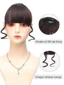 合成纤维女士假发片，3D法式刘海，自然蓬松轻盈，完美遮盖白发，蓬松手工编织透气网底，法式中分刘海，复刻版假发 - 彩色 - 查看 7