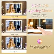 Sweetcrispy LED Vanity Mirror With Lights, Dimmable 3 Color Modes Makeup Mirror With Memory Function, USB Charging, Aluminum Frame, Lighted Mirror For Desk Or Bedroom - Xem 6