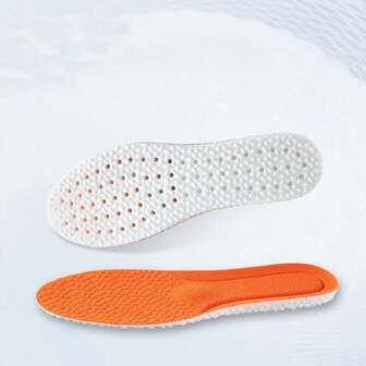 1 Pair Orange PU Base Women's Shoe Insoles, Suitable For Casual Shoes And Sneakers
