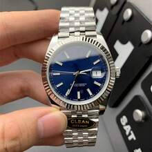 Factory Low Price Cross-Border Foreign Trade Laojia Log Watch Men's Watch Fully Automatic Mechanical Watch Mechanical Watch Stainless Steel Band Waterproof Watch Men - Platinum Steel  1 - View 1