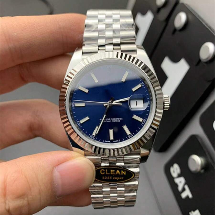 Factory Low Price Cross-Border Foreign Trade Laojia Log Watch Men's Watch Fully Automatic Mechanical Watch Mechanical Watch Stainless Steel Band Waterproof Watch Men - Platinum Steel  1 - View 1
