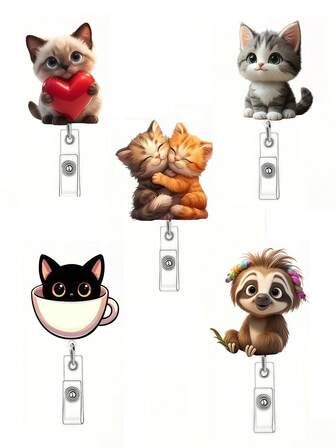 1 pieza Adorable insignia con tema de mascotas, con diseños de gatos siameses, gatos grises, gatos naranjas, gatos negros y perezosos. Es lindo y exquisito, equipado con un cierre de presión expandible, lo que lo hace conveniente para portar tarjetas de identificación y etiquetas de nombre. Es duradero, portátil y adecuado para usar en la oficina, el transporte, la escuela, las exposiciones, etc. Es adecuado para uso diario por parte de profesionales, estudiantes y amantes de las mascotas.