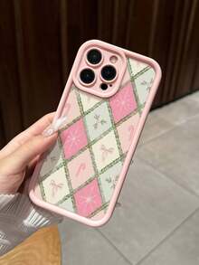 优雅粉色格子图案防摔粉色手机壳适用于 Apple 17/16 Pro Max、14/13、16 12、11 Pro Max、XS Max、X、XR、8、7、14 Plus，适合作为生日礼物、女朋友、男朋友或自用 - 粉色 - 查看 5