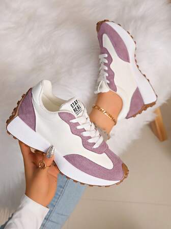 Zapatillas retro de suela gruesa, parte superior reforzada, adecuadas para correr, para mujer