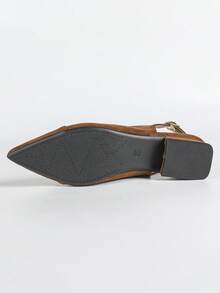 Women's Fashion Summer New Fairy Style Pointed Toe Elegant Dress Shoes, Sexy Versatile Comfortable French Style Backless Slip-On Flats - Brown - View 8