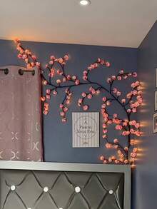 1 件人造樱花枝灯，DIY 蓝/粉樱花装饰灯，USB 供电，8 种灯光模式（含遥控器），柔性装饰藤蔓灯，适用于客厅、卧室、游戏室、室内墙面、婚礼、情人节、母亲节、派对氛围、庭院装饰等场合。