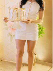 Women's Elegant Tailored Set, Vest, Shorts, Skirt - trắng - Xem 3