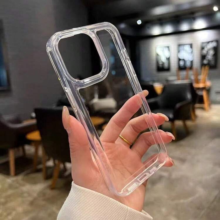 1pc Drop-Resistant/Anti-Drop High Transparency Non-Yellowing Thickened Acrylic Electroplated Button Phone Case Compatible With Iphone 17/17 Air/17 Pro/17 Pro Max/16 Pro Max/16/16 Pro/16 Plus/15/15 Pro Max/15 Pro/11/12/13/14 Pro Max/11 Pro/11 Pro Max/12 Pro/12 Pro Max/13 Pro/13 Pro Max/14 Pro/14 Pro Max, Stylish & Creative - Clear - View 10