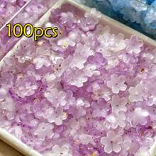 100/150pcs 3D Peach Blossom Sequin Beads, DIY Bracelet Accessories, Shaking Branch Small Flower Jade Hairpin Flower Decor Accessories